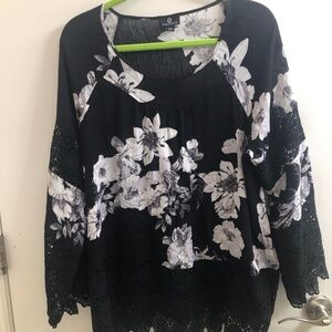 Curations Boho Chic Lace Trimmed Top